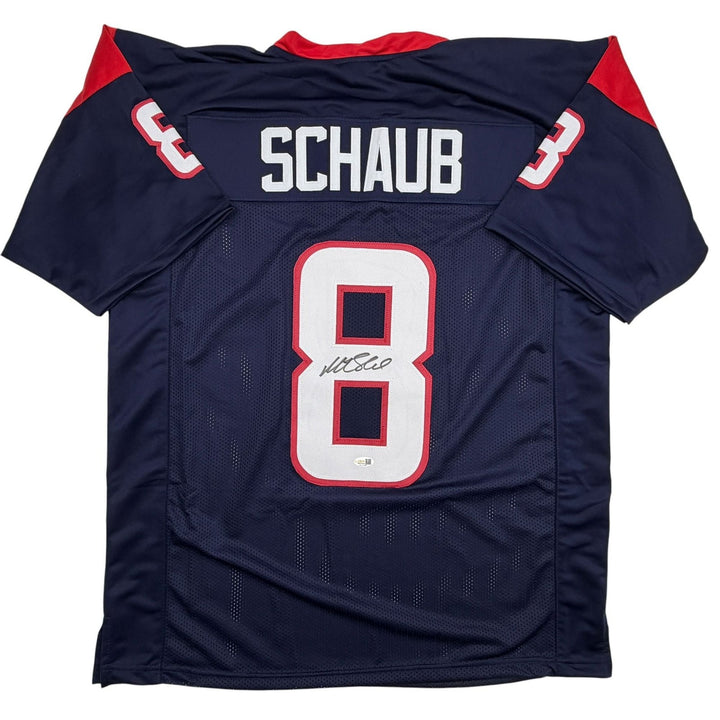 Autographed/Signed Matt Schaub Houston Navy Blue Football Jersey JSA COA