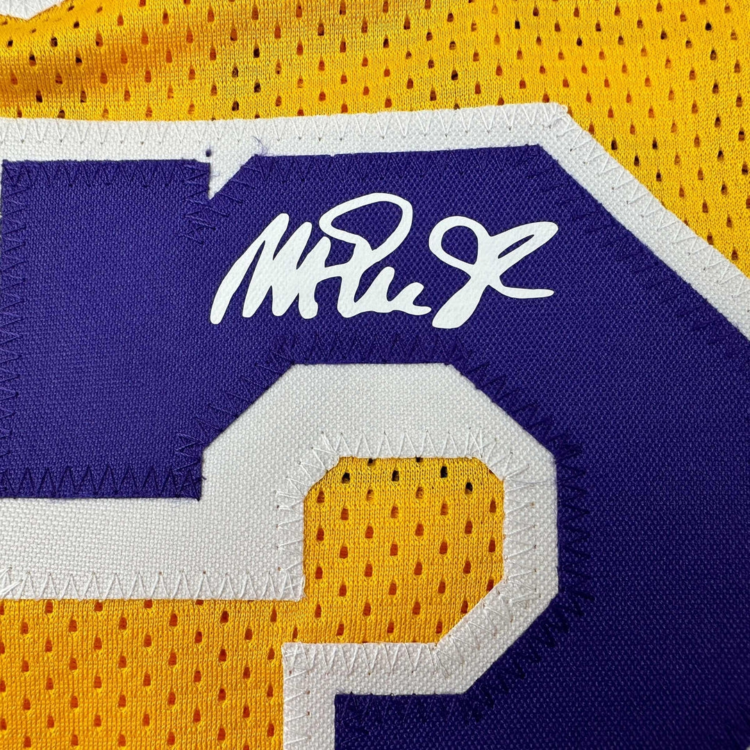 Facsimile Autographed Earvin Magic Johnson Los Angeles LA Yellow Auto Jersey XL