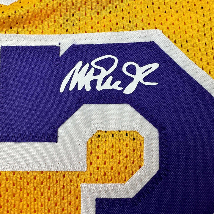 Facsimile Autographed Earvin Magic Johnson Los Angeles LA Yellow Auto Jersey XL