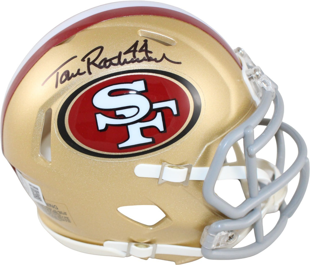 Tom Rathman Autographed/Signed San Francisco 49ers Mini Helmet Beckett 59398