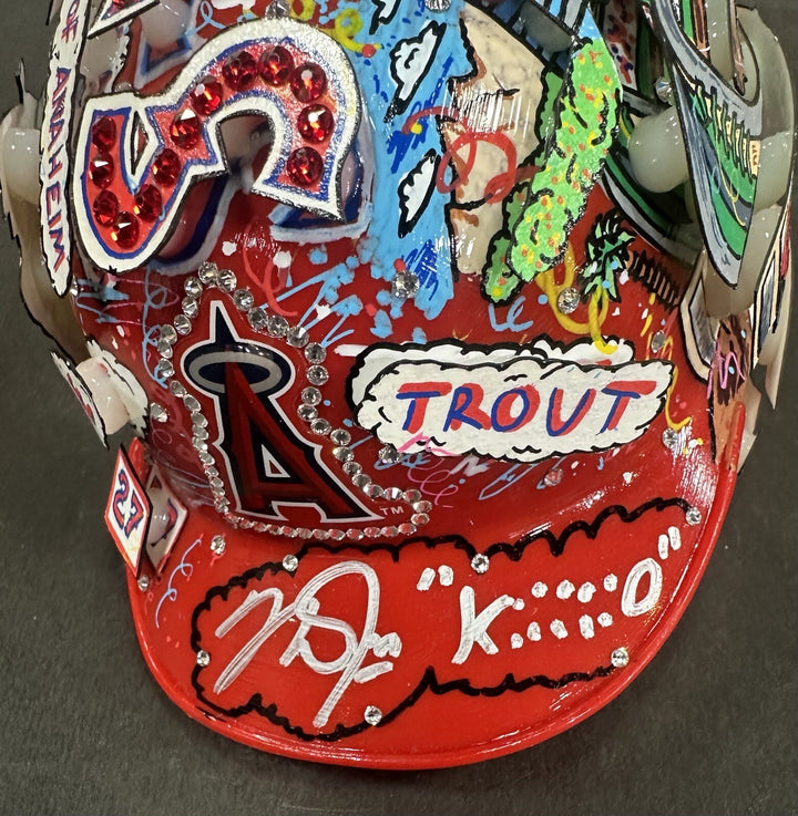 Mike Trout Signed Fazzino 3D Pop Art Angels Mini Helmet Kiiiiid /27 Auto MLB COA