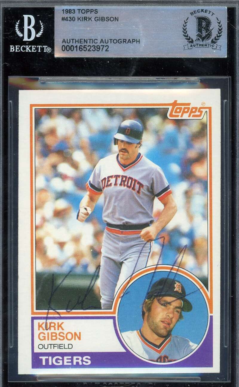 Kirk Gibson Beckett BAS Vintage Signed 1983 Topps Autograph