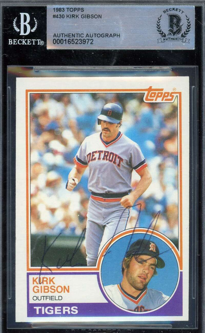 Kirk Gibson Beckett BAS Vintage Signed 1983 Topps Autograph