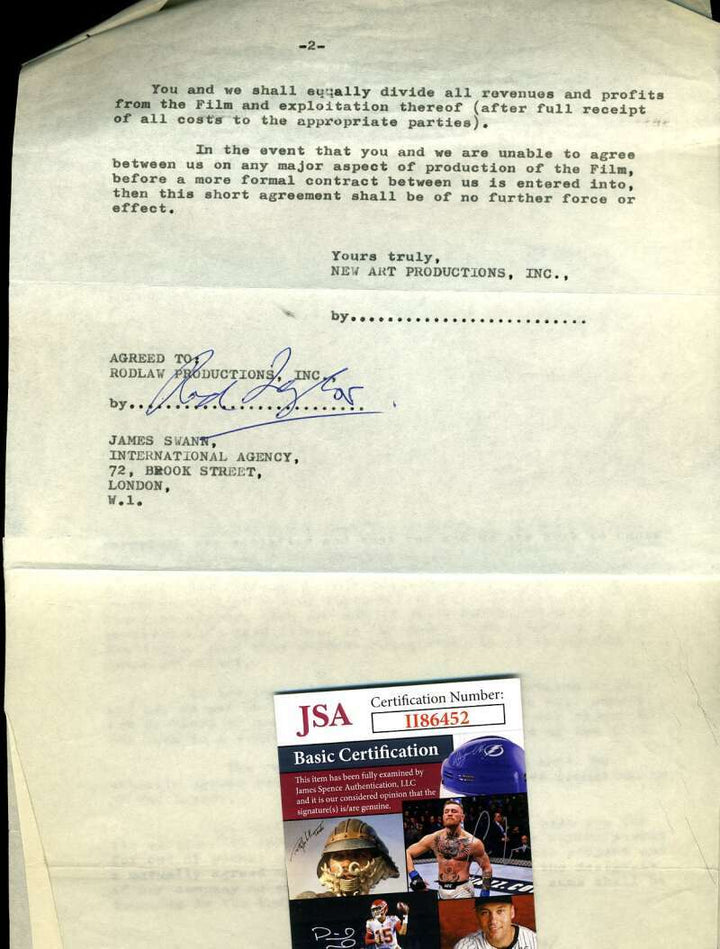 Rod Taylor JSA Coa Signed 1965 Chuka Contract Autograph