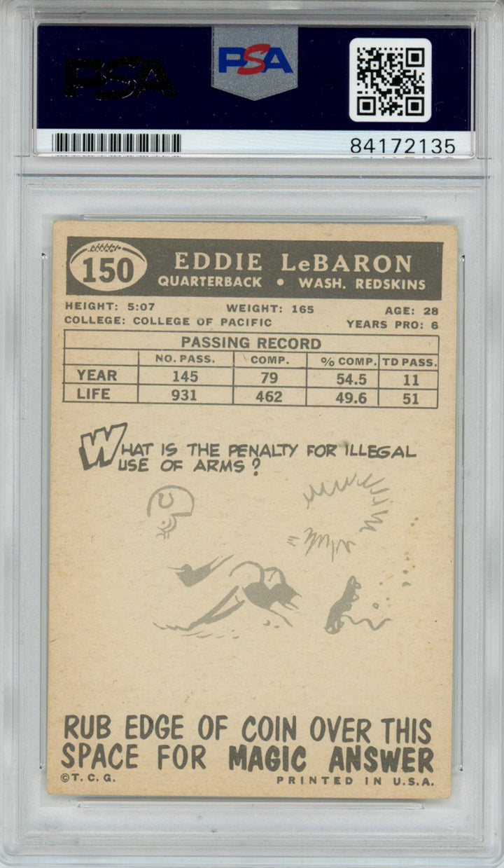 Eddie LeBaron Autographed 1959 Topps #150 Trading Card PSA Slab 43627