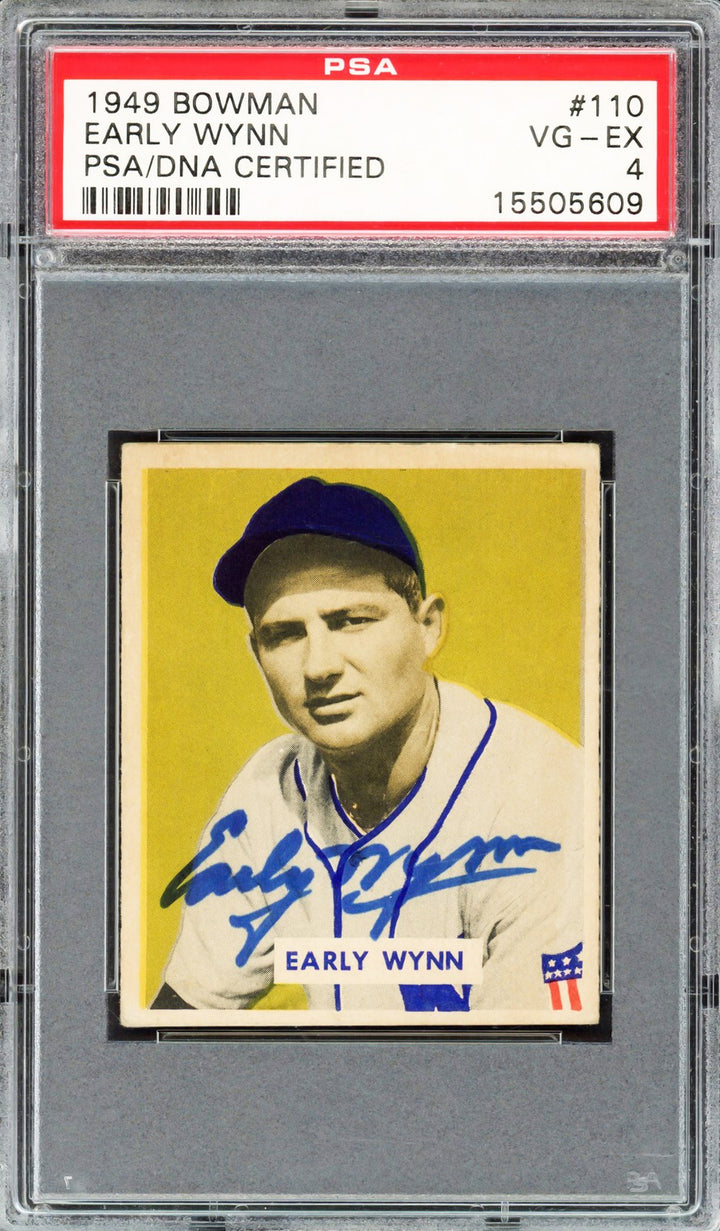 Early Wynn Signed 1949 Bowman RC 110 Cleveland Indians PSA 4 PSA/DNA #15505609