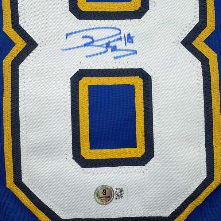 Autographed/Signed Robert Thomas St. Louis Blue Jersey Beckett BAS COA