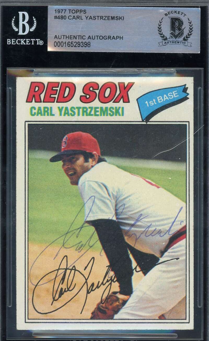 Carl Yastrzemski Beckett BAS Vintage Signed 1977 Topps Autograph