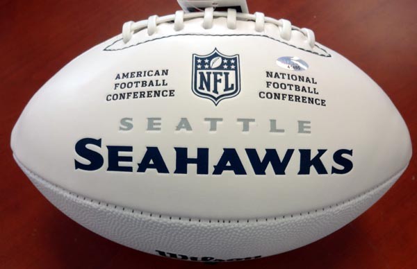 Byron Maxwell Signed White Logo Football Seattle Seahawks MCS Holo