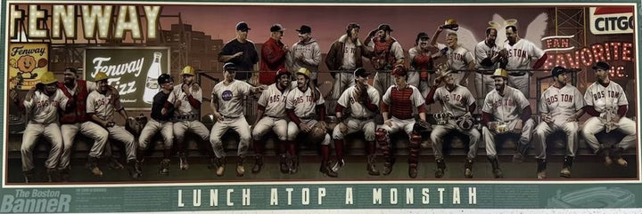 Boston Red Sox Framed Lunch Atop A Monstah 12x36 Lithograph Photo Ortiz Yaz Fisk