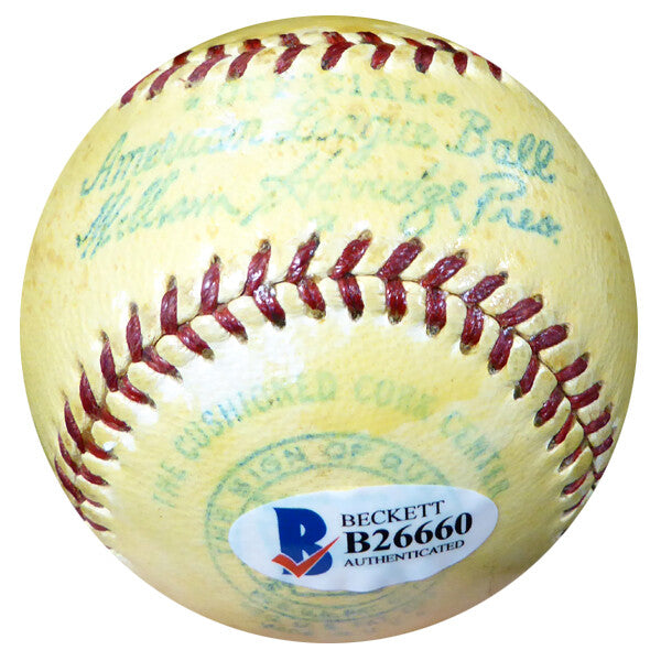 Amos Strunk Auto Official AL Harridge Baseball Philadelphia A's Vintage Beckett