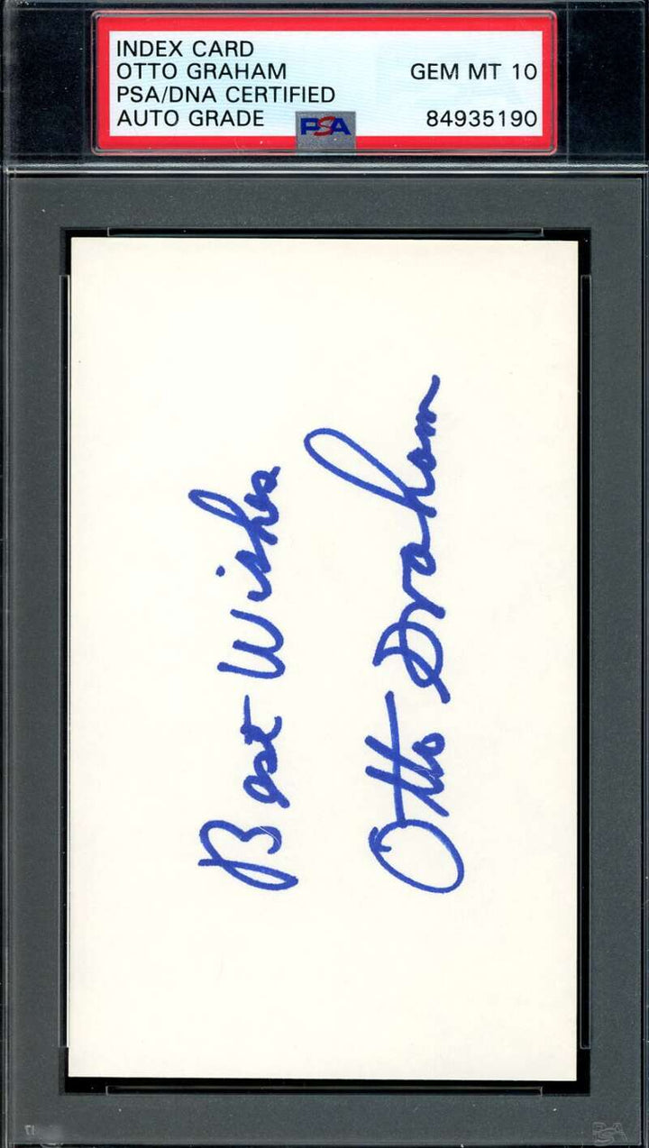Otto Graham Gem Mint 10 PSA DNA Signed 6 3x5 Index Card Autograph