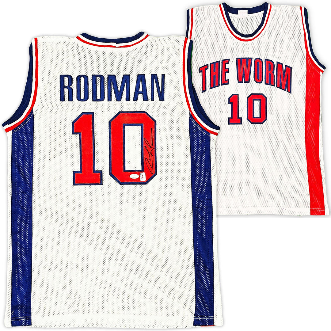Detroit Pistons Dennis Rodman Autographed Signed White Jersey JSA