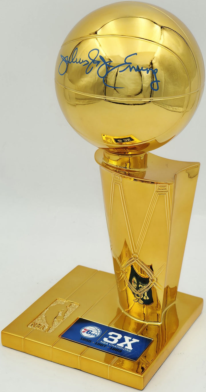 Julius "Dr. J" Erving Auto 76ers NBA Champions Mini Trophy Fanatics Beckett Wit