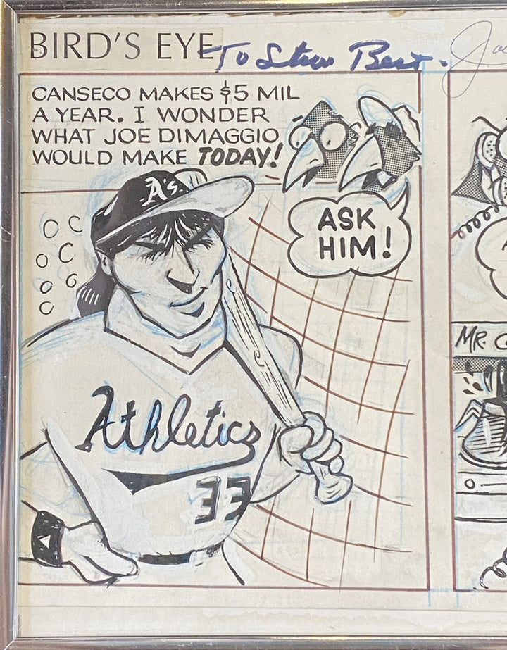 Joe DiMaggio Signed To Steve Sax Auto Original 1/1 Newspaper Comic Strip Framed