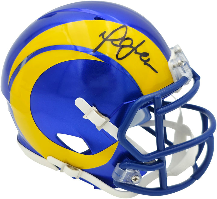 Marshall Faulk Signed St. Louis Rams Blue Speed Mini Helmet JSA Witness