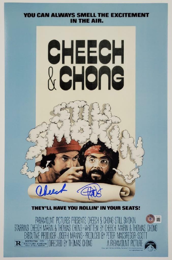 Cheech Marin and Tommy Chong signed Still Smokin 11x17 Movie Poster Photo ~ BAS
