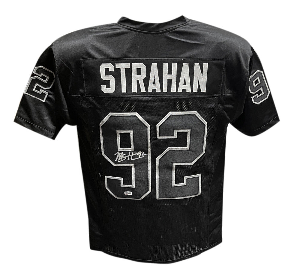 Michael Strahan Autographed/Signed Pro Style Jersey Black Beckett 40420