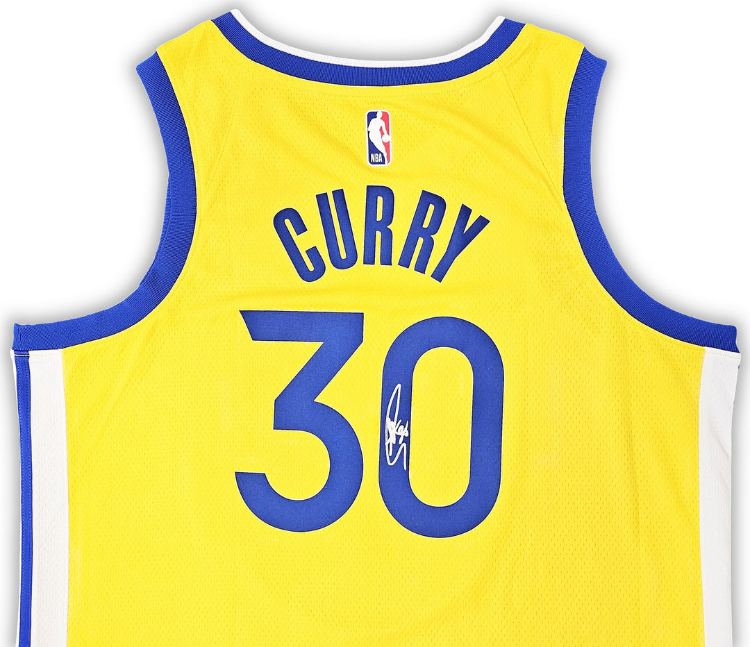 Warriors Stephen Curry Signed Yellow Nike Swingman Jersey Size 48 Beckett