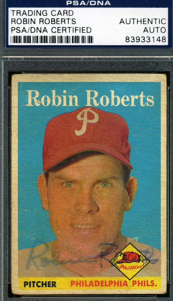 Robin Roberts Topps 1958 Psa/dna Coa Signed Original Authentic Autograph