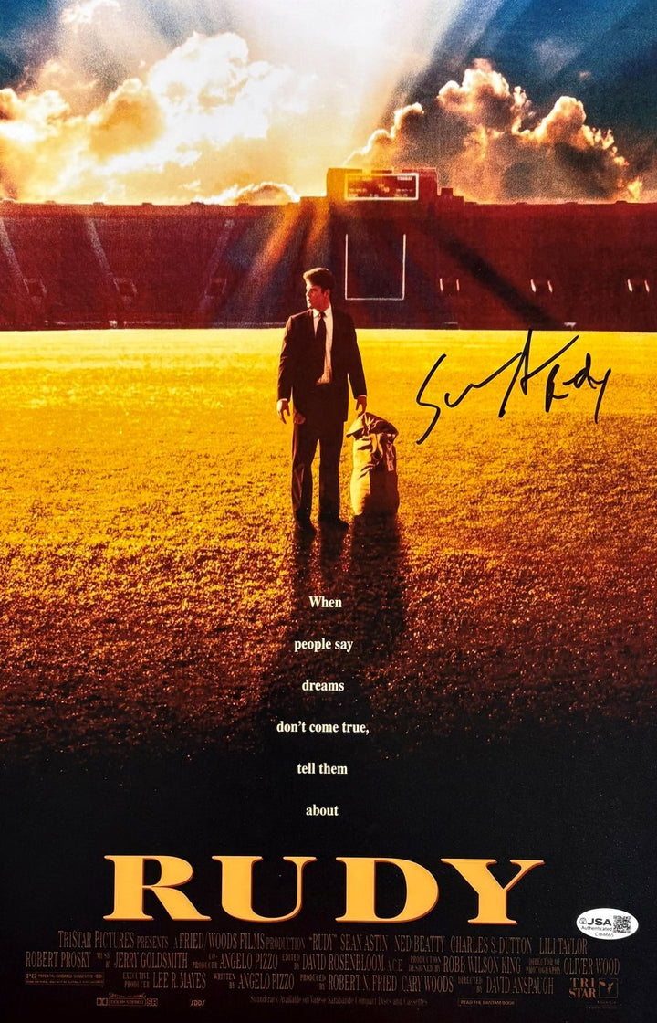 Sean Astin Autographed Signed 11x17 Rudy Photo JSA