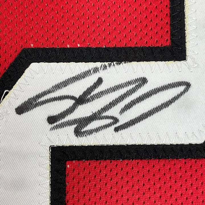 FRAMED Signed SHAQUILLE SHAQ O'NEAL 35x39 Miami Red Jersey JSA COA