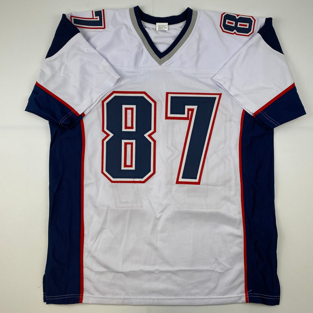 Facsimile Autographed Rob Gronk Gronkowski New England White Jersey Men's XL