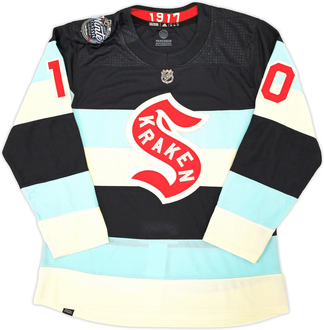 Kraken Matty Beniers Auto Blue Adidas 2024 Winter Classic Jersey Sz 54 Fanatics