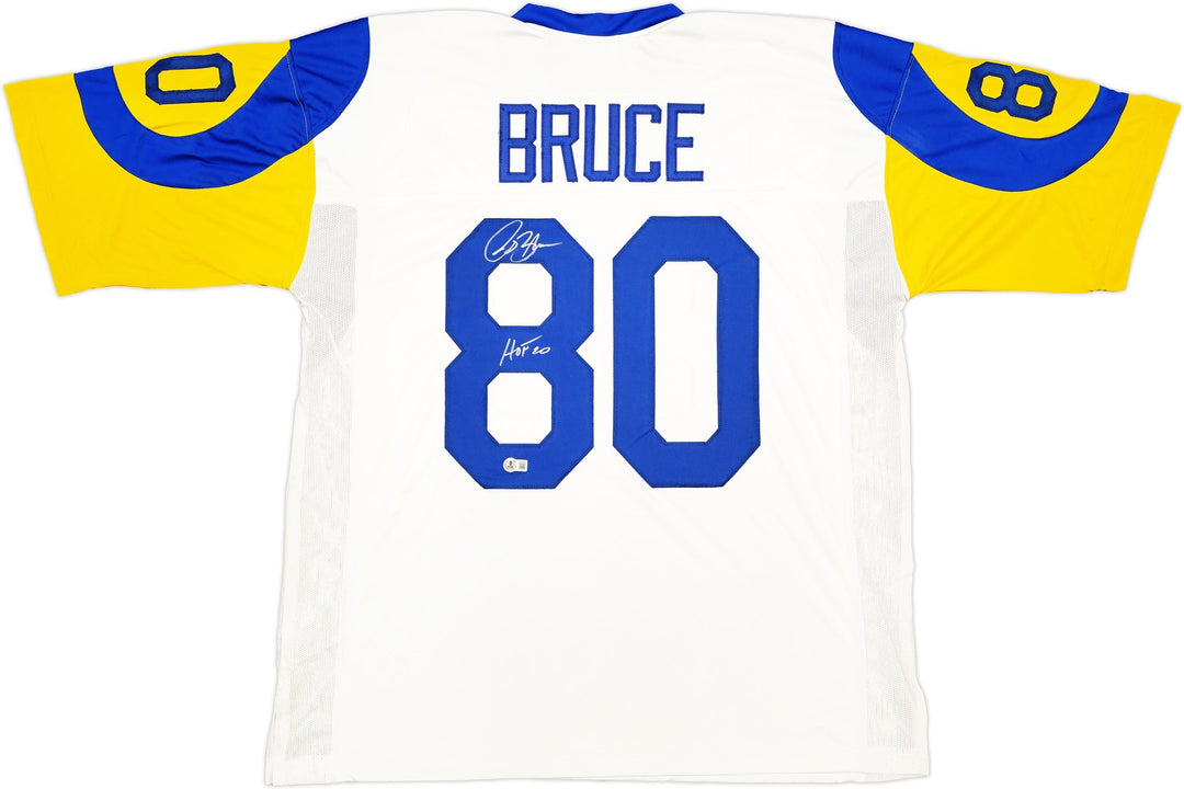St. Louis Rams Isaac Bruce Autographed Signed White Jersey "HOF 20" Beckett Wit