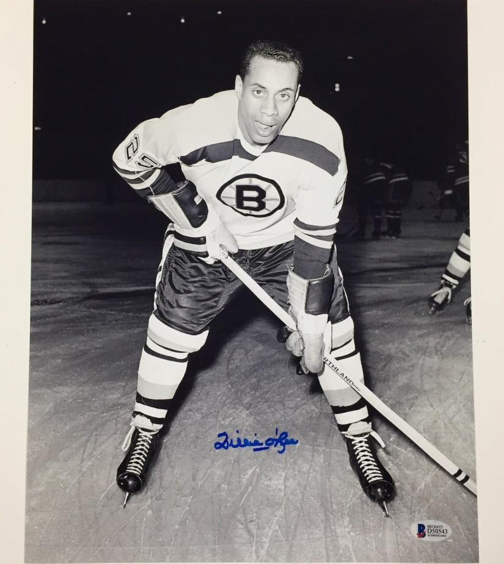 WILLIE O'REE Autograph BOSTON BRUINS Signed 11x14 Photo #2 w/ Beckett BAS COA