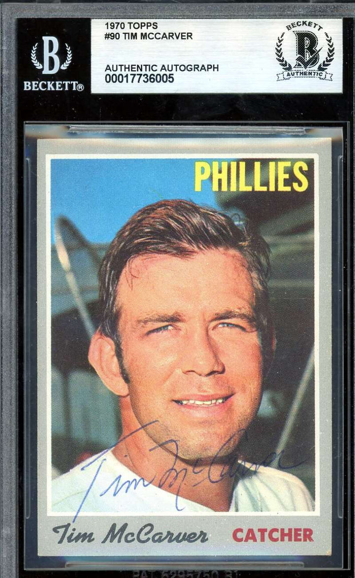 Tim McCarver Beckett BAS Vintage Signed 1970 Topps Autograph