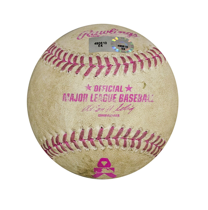 MATT HARVEY SIGNED GAME USED MOTHER'S DAY PINK BALL NY METS PITCH STARLING MARTE