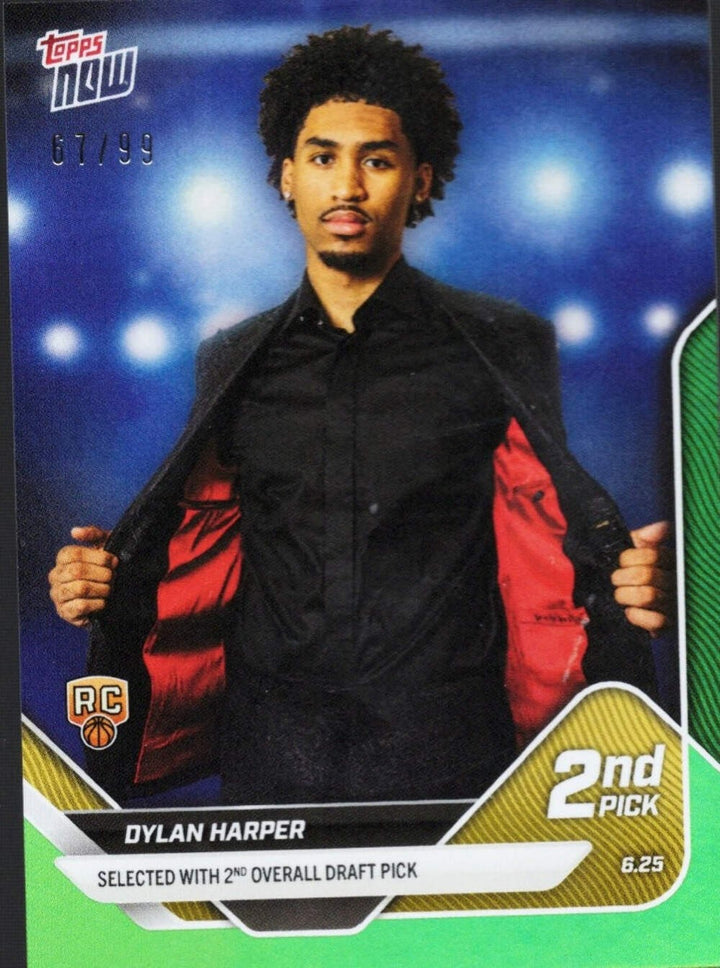 2025 Topps Now Dylan Harper #D2 Green Foil /99 San Antonio Spurs Rookie RC Card