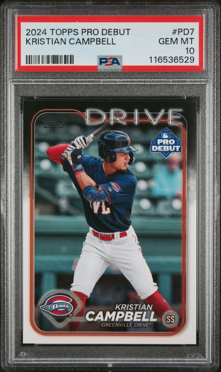 Graded 2024 Topps Pro Debut Kristian Campbell #PD7 Rookie Card PSA 10