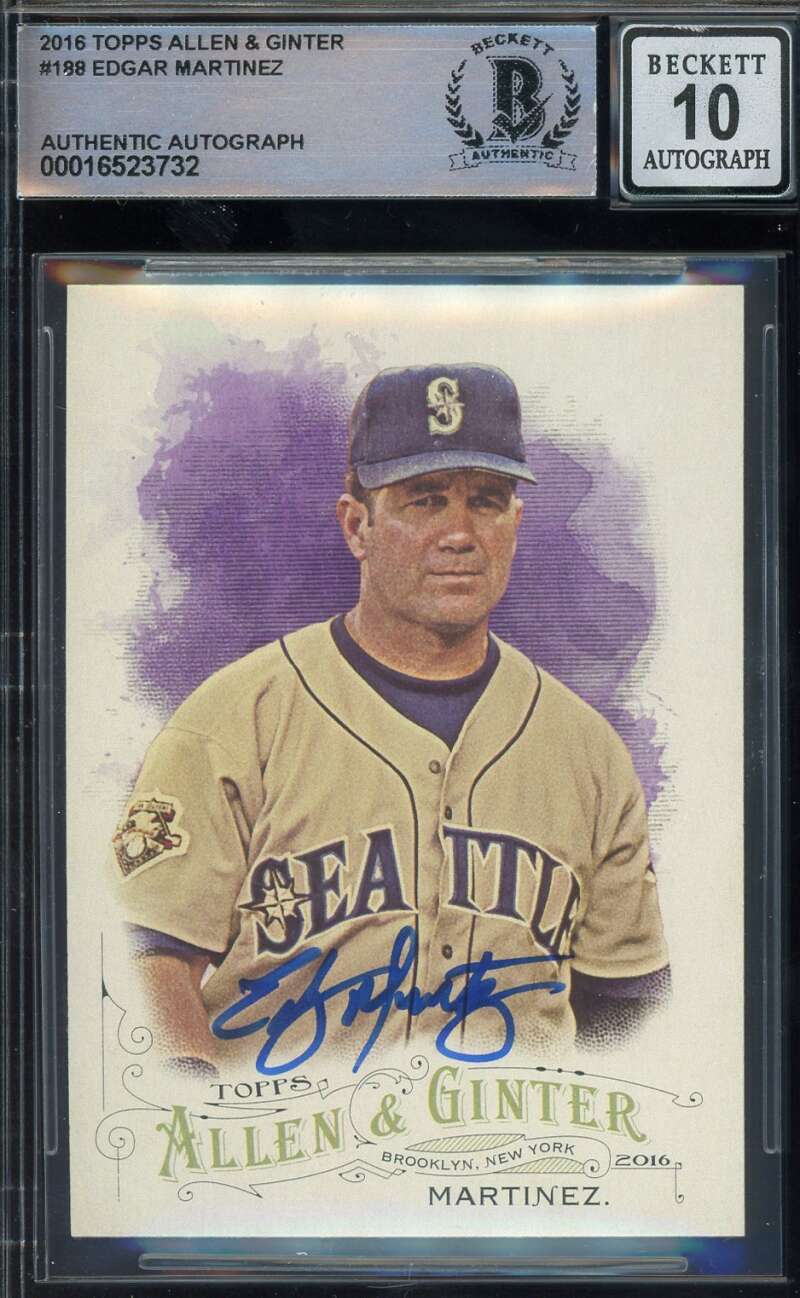 Edgar Martinez Gem Mint 10 Beckett BAS Signed 2016 Topps Allen & Ginter Autograp