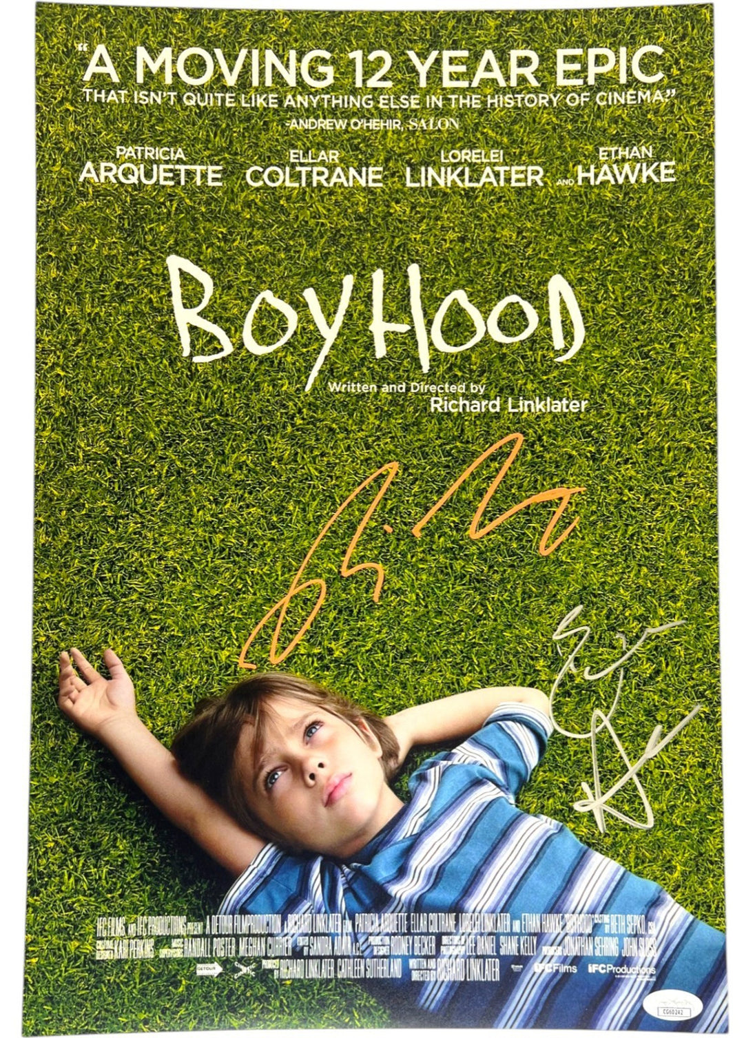 ETHAN HAWKE & RICHARD LINKLATER SIGNED BOYHOOD 12X18 MOVIE POSTER PHOTO JSA