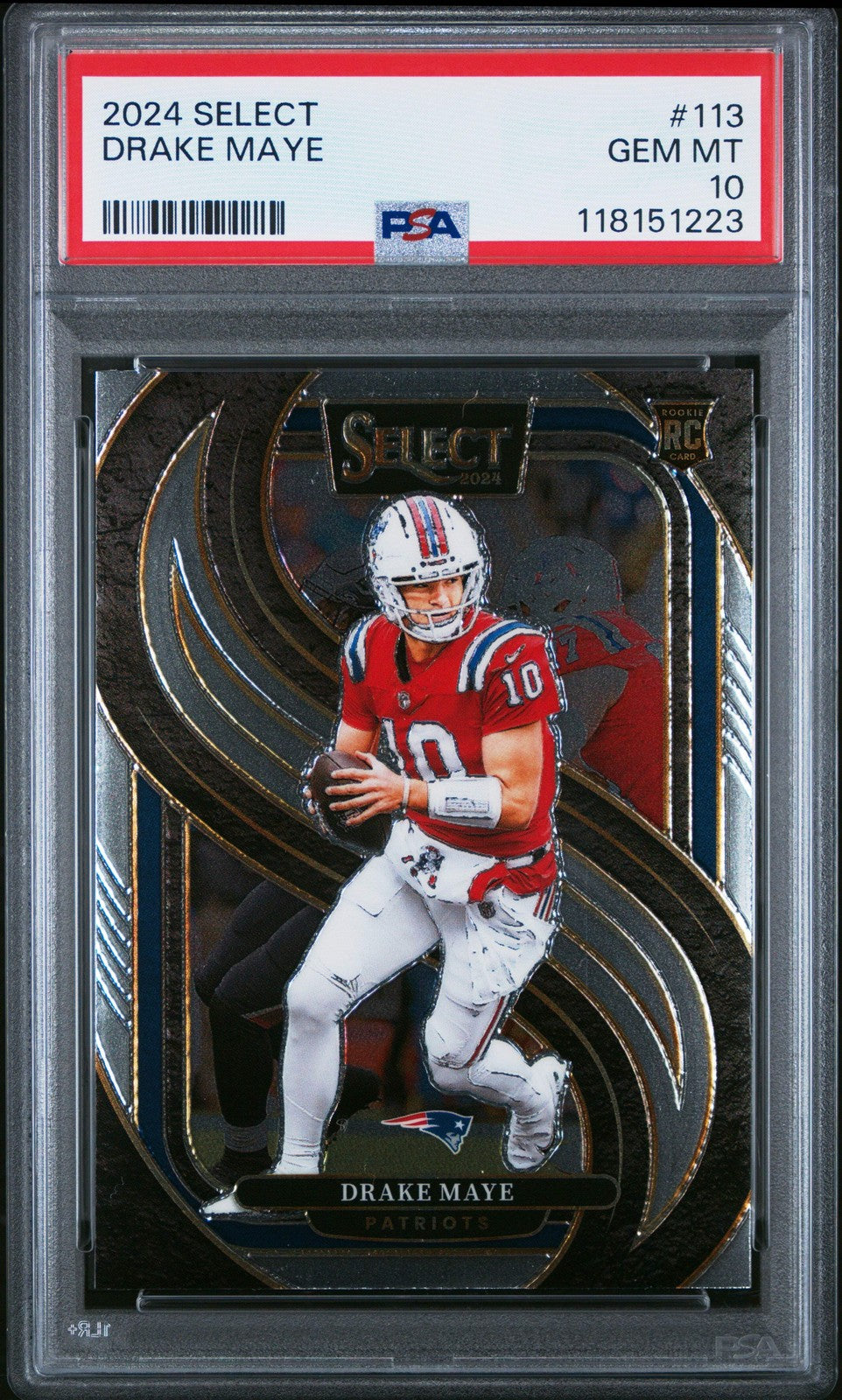 Graded 2024 Panini Select Drake Maye #113 Rookie RC Football Card PSA 10