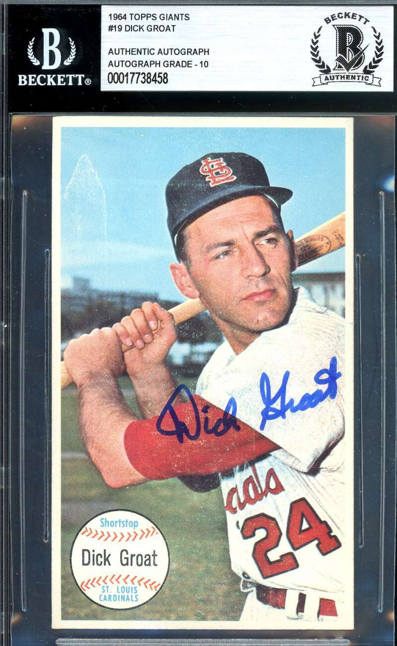 Dick Groat Gem Mint 10 Beckett BAS Signed 1964 Topps Giants Autograph