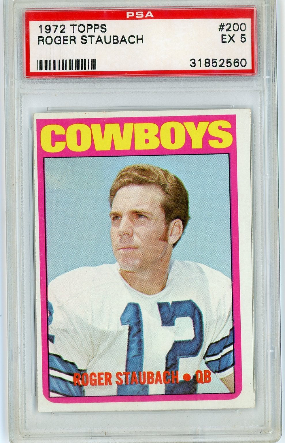 Graded 1972 Topps Roger Staubach #200 Rookie RC Card PSA 5 Excellent