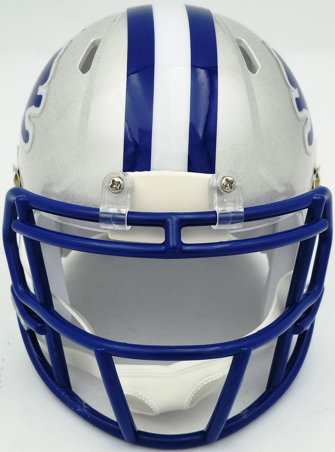 Barry Sanders Signed Lions 1983-02 Silver Throwback Speed Mini Helmet Beckett