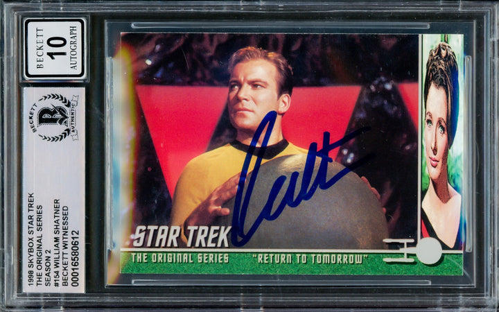 William Shatner Auto Signed 1998 Fleer Skybox Card 154 Star Trek Sig 10 Beckett
