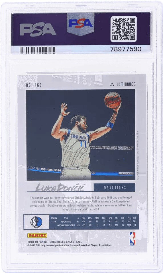Graded 2018 Panini Chronicles Luka Doncic #166 Rookie RC Card PSA 10