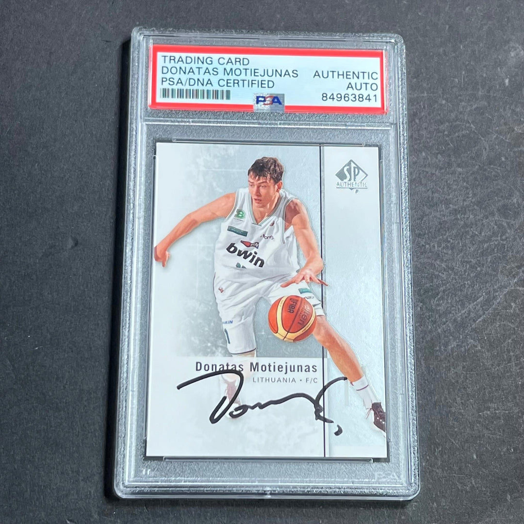 2011-12 SP Authentic #40 Donatas Motiejunas Signed Card AUTO PSA Slabbed Lithuan