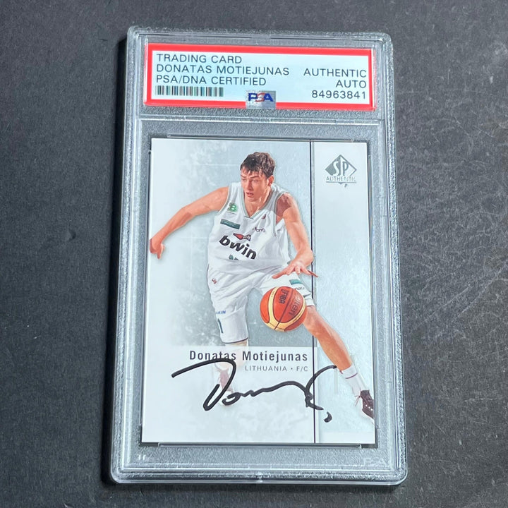 2011-12 SP Authentic #40 Donatas Motiejunas Signed Card AUTO PSA Slabbed Lithuan