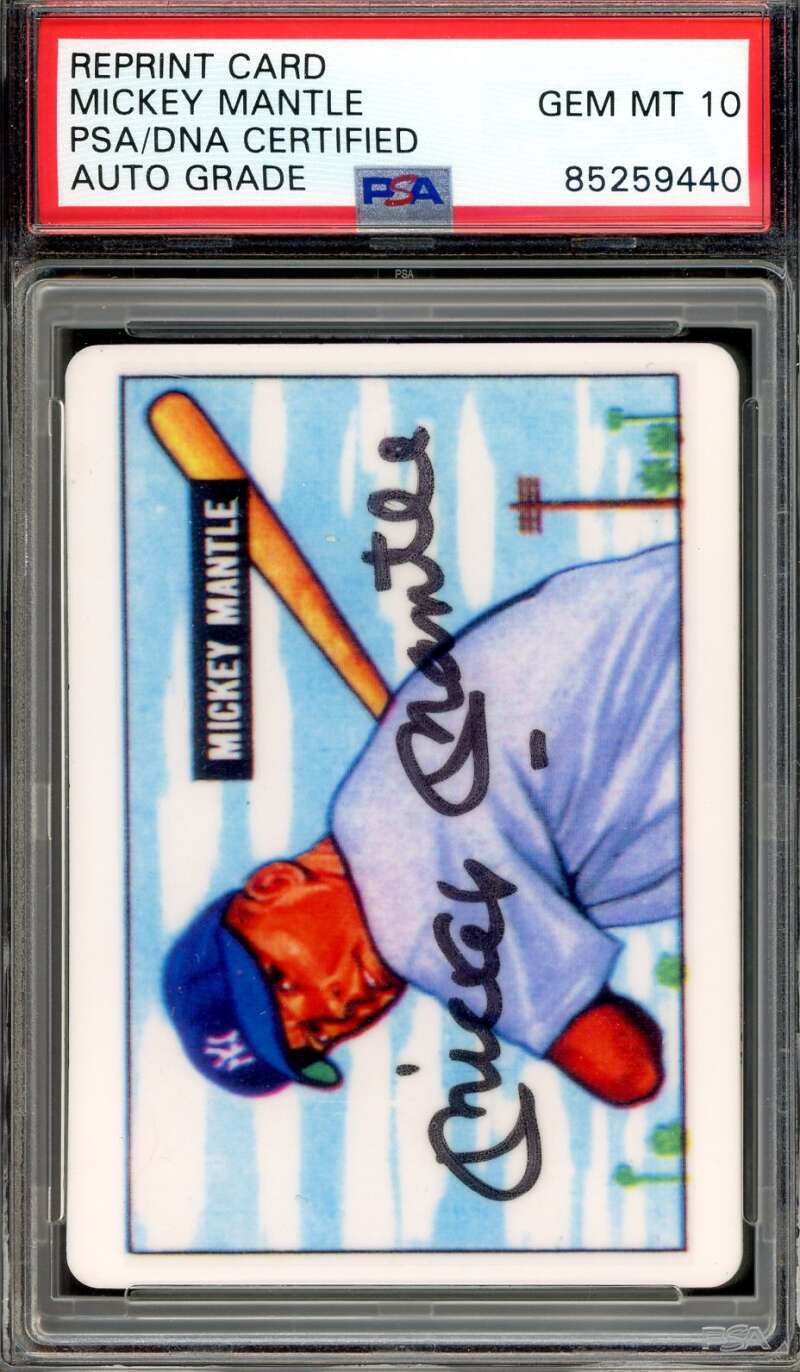 Mickey Mantle Gem Mint 10 PSA DNA Signed 1951 Bowman Porcelain Rookie Autograph