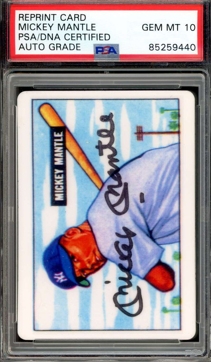 Mickey Mantle Gem Mint 10 PSA DNA Signed 1951 Bowman Porcelain Rookie Autograph
