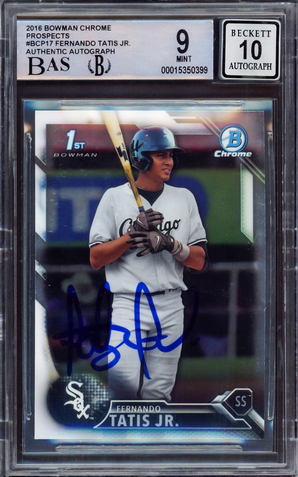Fernando Tatis Jr Auto 2016 Bowman Chrome Prospect RC BCP17 BGS 9 Sig 10 Beckett