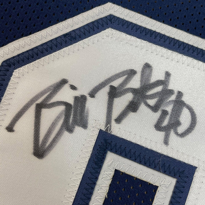 FRAMED Autographed/Signed BILL BATES 33x42 Dallas Dark Blue Jersey PSA COA
