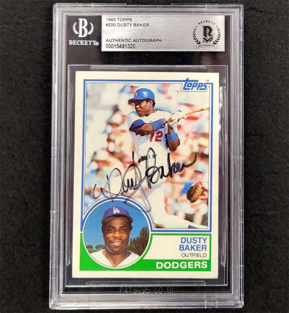 Dusty Baker signed 1983 Topps #220 Los Angeles Dodgers card slab BAS auto