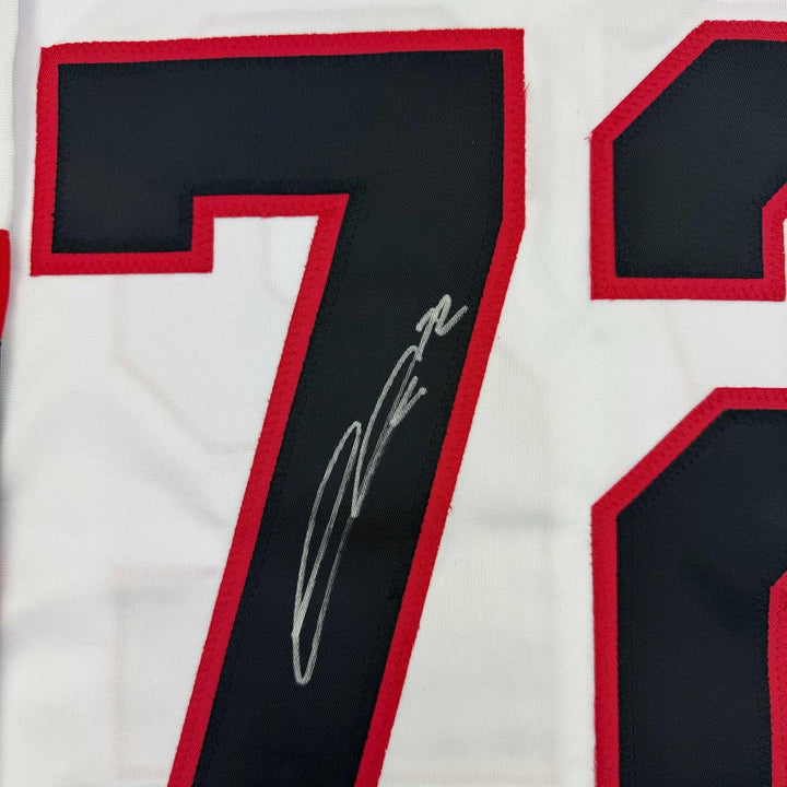 Framed Autographed/Signed Thomas Chabot 35x39 Ottawa White Jersey JSA COA